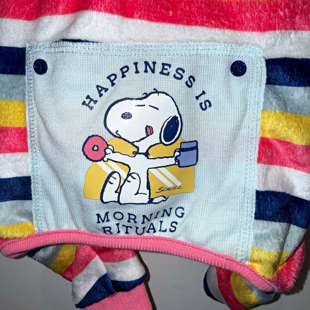NWT Peanuts Snoopy Pet Pajamas Size M Striped Fleece Dog PJs Morning Rituals